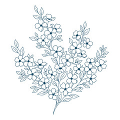 Fototapeta premium Elegant Floral Branch Line Art Vector Illustration Botanical Flower Design