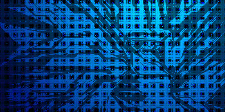 Abstract circuit board background with dynamic data flow and glowing elements. modern technology illustration.
