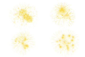 Obraz premium Yellow fireworks explosion overlay as isolated element