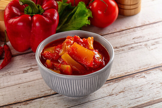 Hungarian lecho with pepper and tomato