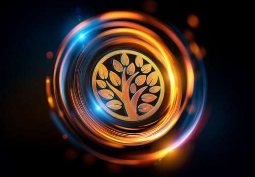 Glowing Logo Mockup with Spinning Orange and Blue Halos
