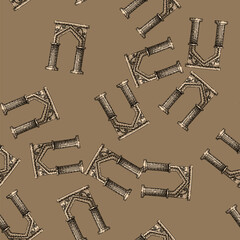 Obraz premium pattern Ancient architectural archway with classical columns and decorative details, hand drawn sketch style with rough textures on a white background, ideal as a vintage gateway concept