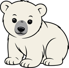 Cute Polar Bear Cub Cartoon Character white background © BIPLABKUMAR