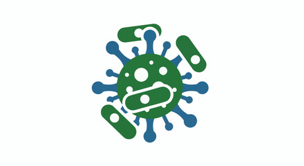 Fototapeta premium Abstract depiction of a virus surrounded by bacteria in a simplified style