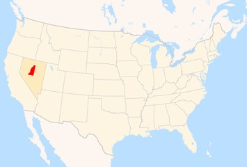 Locator Map of the County Lander (Nevada, US) showing the Contiguous United States with the highlighted County © TipTopMap