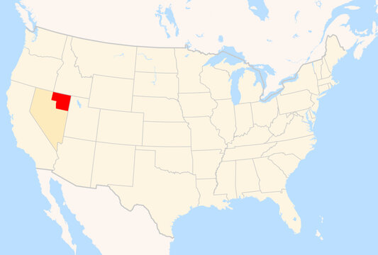 Locator Map of the County Elko (Nevada, US) showing the Contiguous United States with the highlighted County