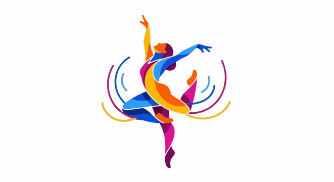 Abstract colorful dancer in motion, performing ballet
