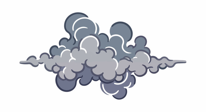 A stylized, gray, puffy cloud formation with a dark outline