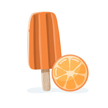 Isolated orange ice pop summer vector illustration