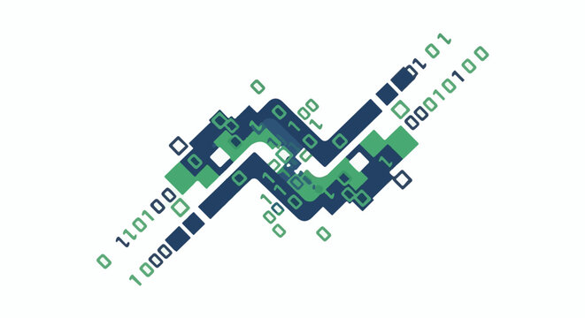 Abstract digital code flowing with squares and lines