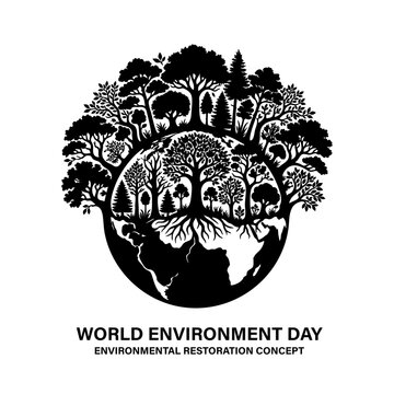 Environmental Restoration Tree of Life Earth Ecosystem Vector Illustration