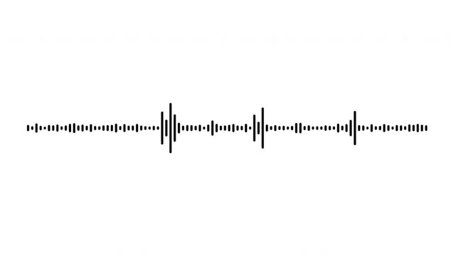 Audio waves rhythm isolated on white background. Animated sound wave spectrum animation, White and black audio visualization. frequency soundtrack, equalizer soundtrack, waveform soundtrack. 4K video