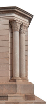 elements of architectural decorations of buildings, ancient arches and columns, pommel and patterns, on the streets in Catalonia, public places.