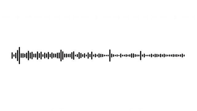 Sound wave animation black bars white background, Line digital minimalist voice and soundtrack wave equalizer.Shape line volume or speech symbol animated background. 4K video