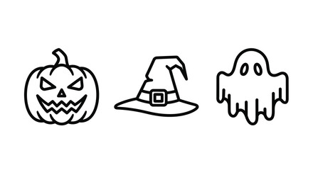 halloween icons set line art pumpkin witch © MDAUAL