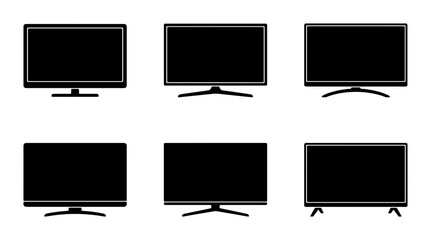Collection of six different modern television screens and monitors with stands Vector © MSTRANI