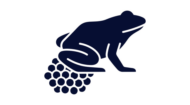 Silhouette icon of a frog laying a cluster of eggs
