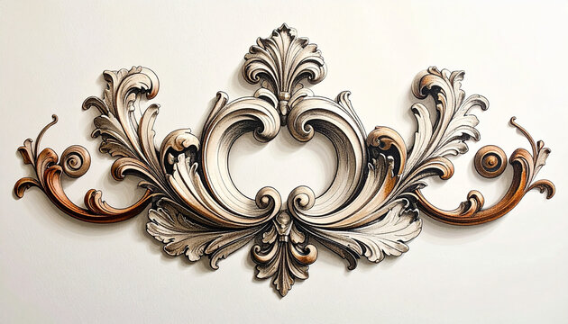 Ornate carved architectural flourish with antique finish