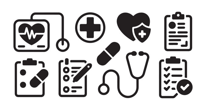 Medical health icons set vector illustration, flat design concept for web and mobile apps.