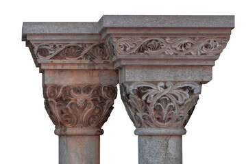 elements of architectural decorations of buildings, columns, pommel and patterns, on the streets in Barcelona, public places. © Kozlik_mozlik