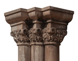 elements of architectural decorations of buildings, columns, pommel and patterns, on the streets in Barcelona, public places. © Kozlik_mozlik