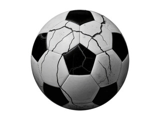 Fototapeta premium Cracked soccer ball isolated on transparent background