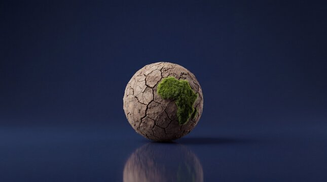 Cracked Earth with Emerging Green Life &ndash; Environmental Recovery Concept