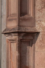 elements of architectural decorations of buildings, columns, pommel and patterns, on the streets in Barcelona, public places. © Kozlik_mozlik
