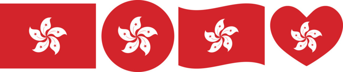 Obraz premium Hong Kong flag illustrator country flags symbol National Collection International Set