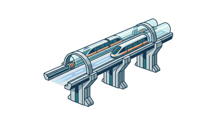 Futuristic high-speed magnetic levitation train system illustration. © Iwan