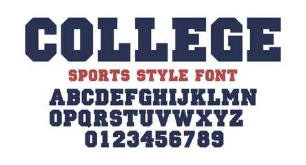 Classic college font. Vintage sport font in american style for football, baseball or basketball logos and t-shirt. Athletic department typeface, varsity style font. Vector © crossover