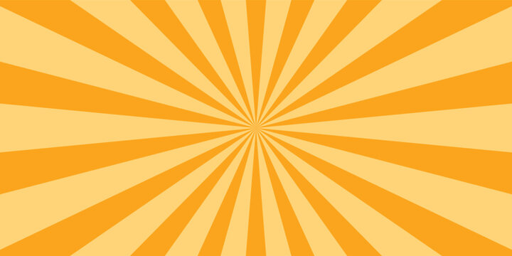 Garis oranye latar belakang garis pecah. sinar matahari Pancarkan sinar matahari. Wallpaper halftone garis klasik untuk poster, banner.Circus latar belakang vektor sinar kuning spiral.