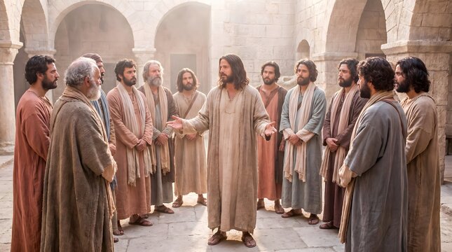 Jesus and His Twelve Disciples Gathering