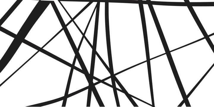 Abstract black intersecting lines on white background.