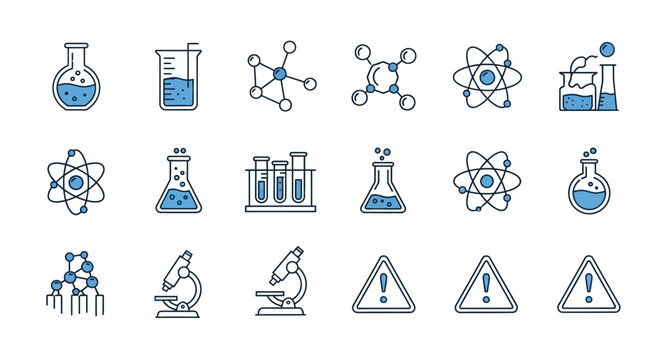 Science laboratory icons and symbols.