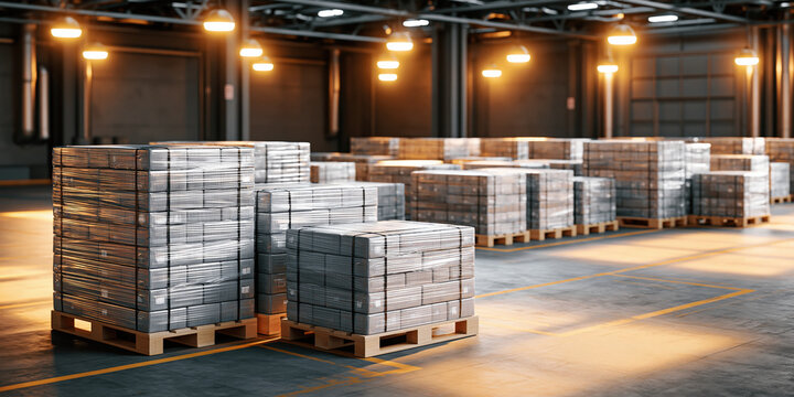 Supply chain warehouse pallet packaged goods logistics inventory storage