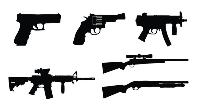 Silhouettes of various guns and rifles
