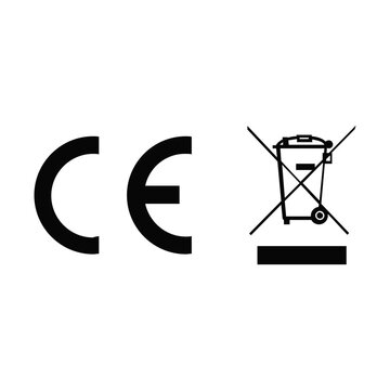 CE Conformity Mark and WEEE Electronic Waste Symbol for EU Product Packaging Regulatory Compliance and Environmental Labeling