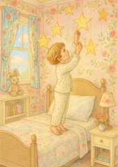 Obraz premium Child reaching stars dream.