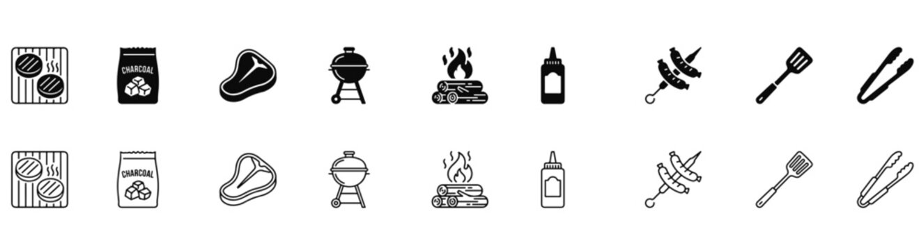 Grill bbq vector icon set , Grill and BBQ
