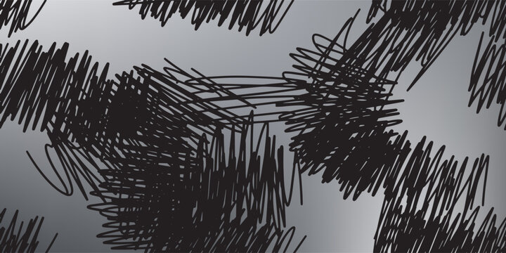 Black Ink Abstract Scribble Pattern On White Surface.