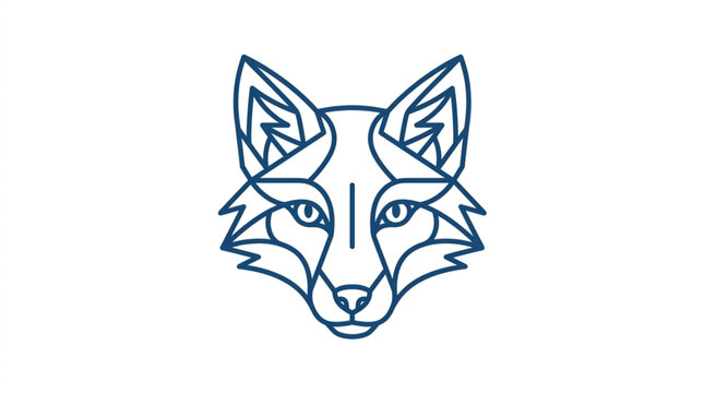 Geometric Fox Head Line Art Illustration.