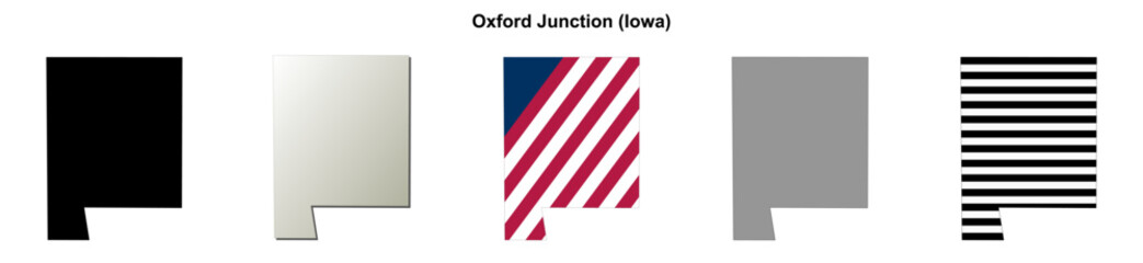 Fototapeta premium Oxford Junction (Iowa) blank outline map set