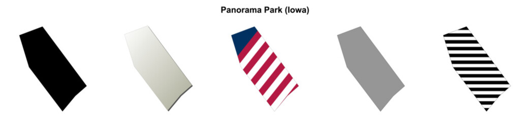 Fototapeta premium Panorama Park (Iowa) blank outline map set