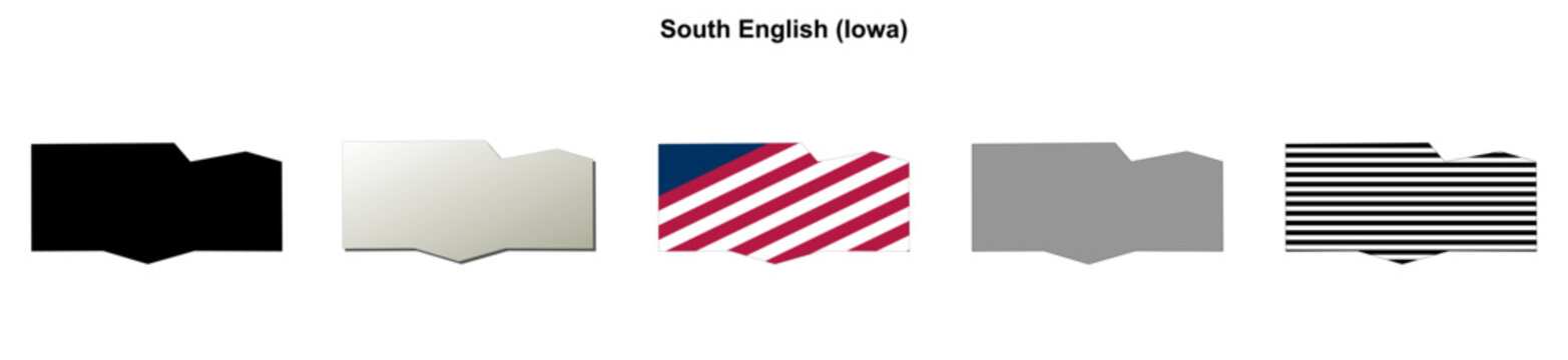 South English (Iowa) blank outline map set