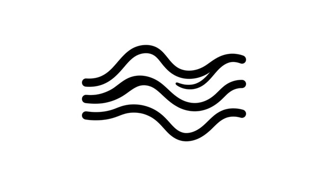 Abstract wavy lines icon, simple black and white design, water flow symbol