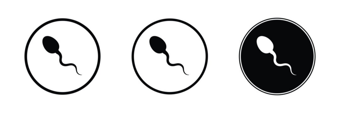 Minimal sperm symbol collection in monochrome vector style representing fertility reproduction and healthcare education concepts