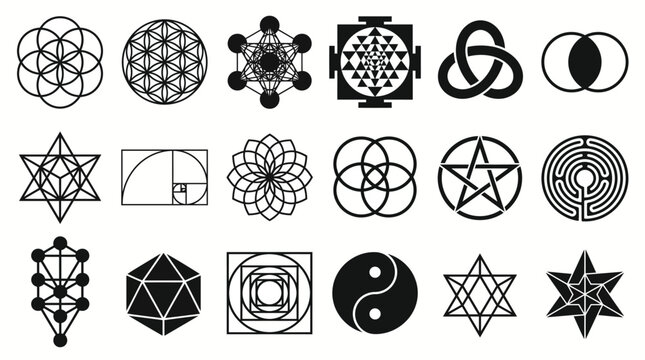 Sacred Geometry Symbols Collection Spiritual Esoteric Metaphysical Designs.