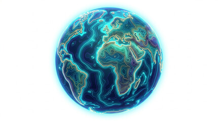 Glowing Earth Planet Globe With Blue Aura. © Adre