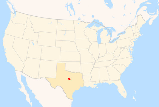 Locator Map of the County Comanche (Texas, US) showing the Contiguous United States with the highlighted County